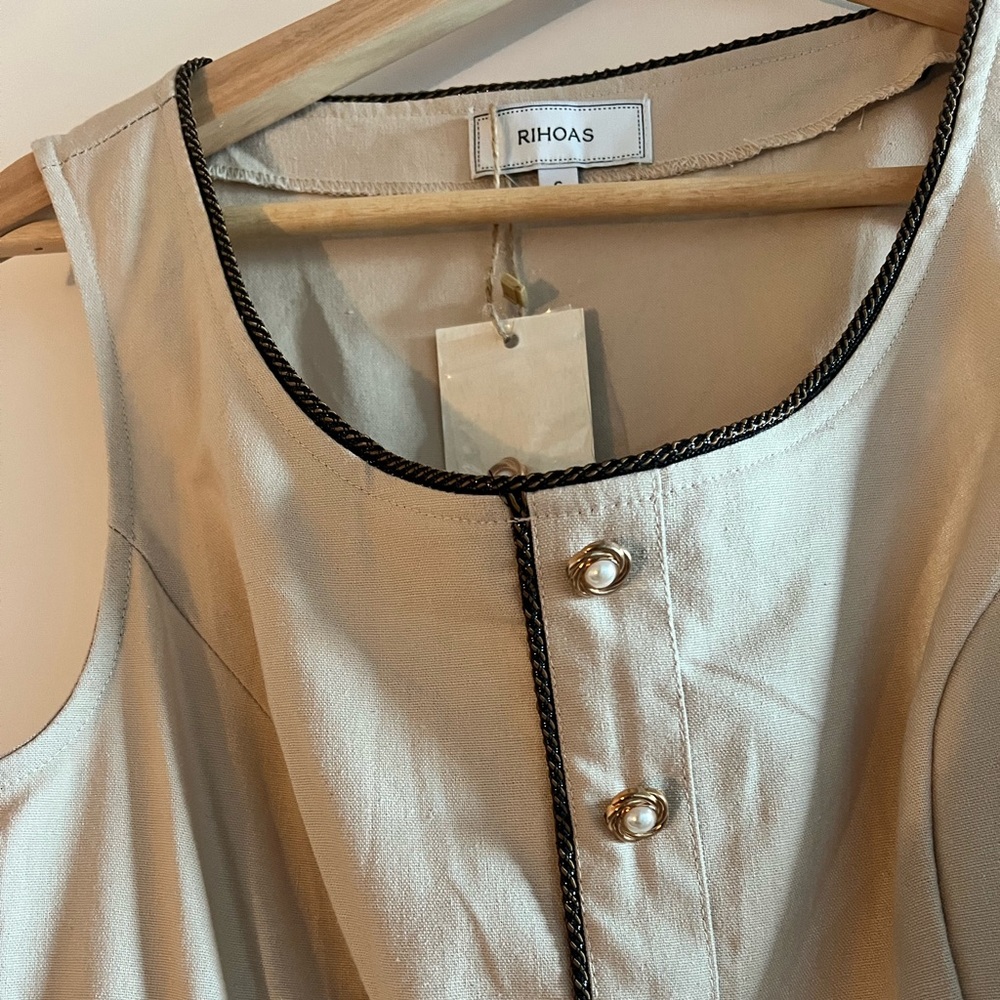 NWT RIHOAS Khaki Round-Neck A-Line Midi Dress - Picture 7 of 10